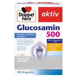 Abbildung der Produktverpackung Doppelherz aktiv Glucosamin Kapseln 500 Frontansicht
